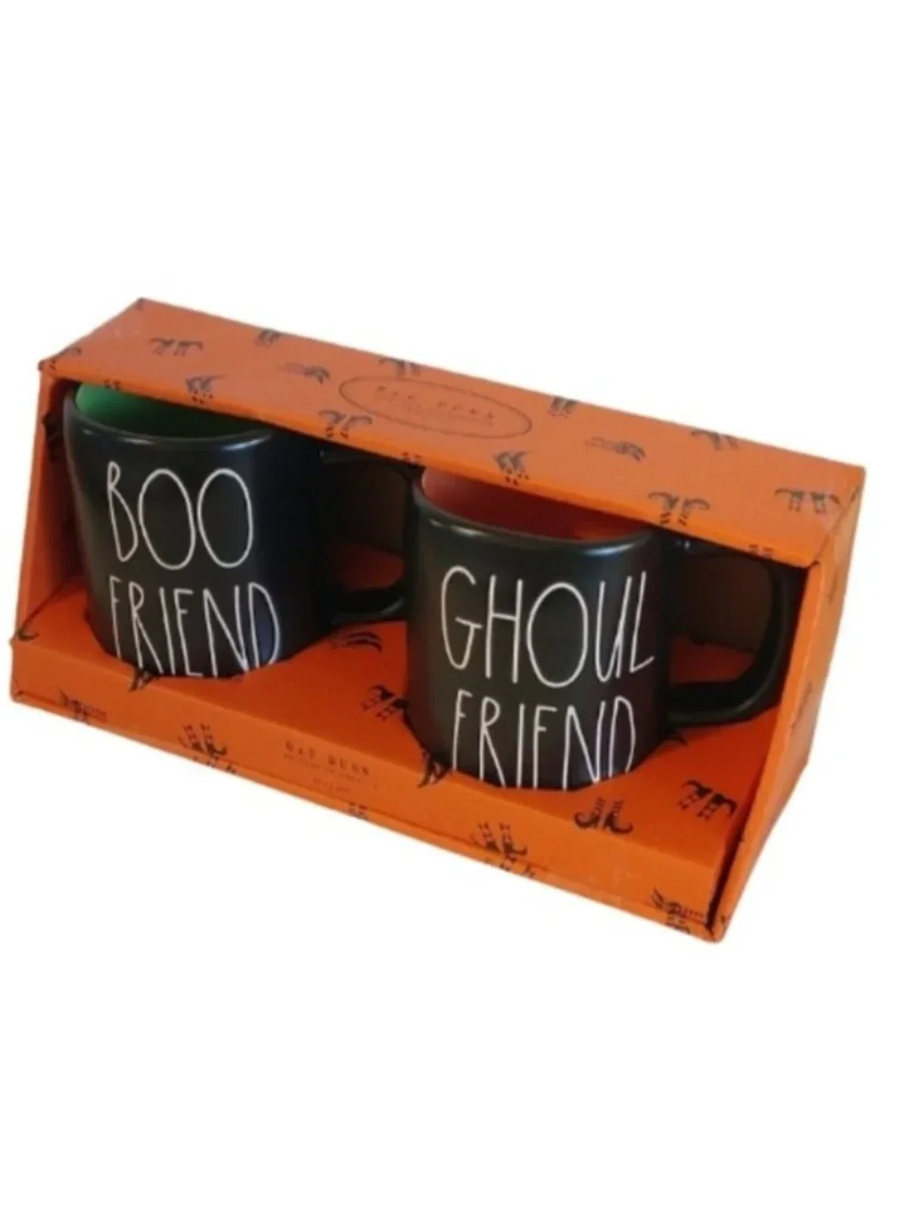 Rae Dunn Artisan Collection Ceramic Boo Friend & Ghoul Friend Mug Set Halloween